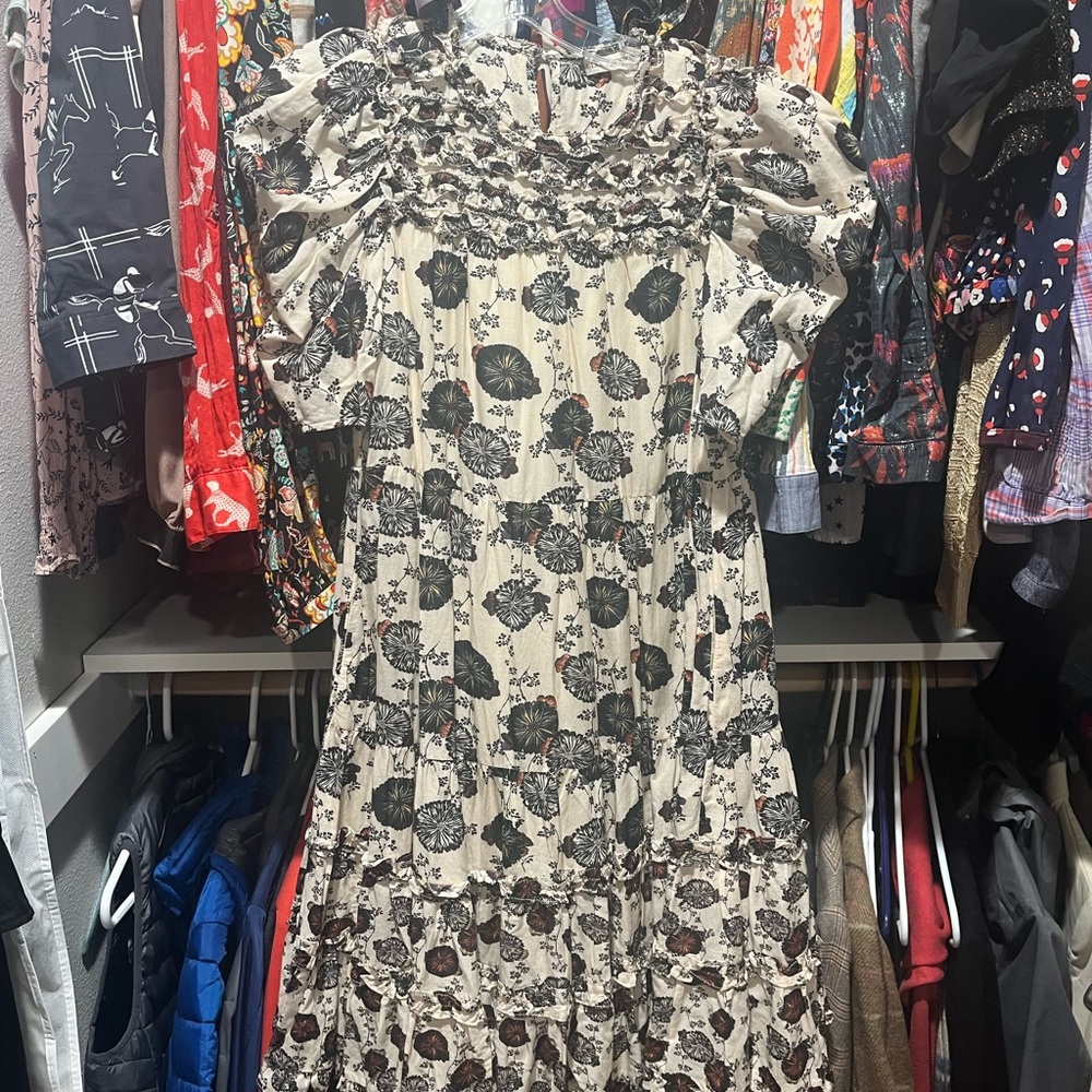 Ulla Johnson Cream and Black Floral Dress - Picture 9 of 13